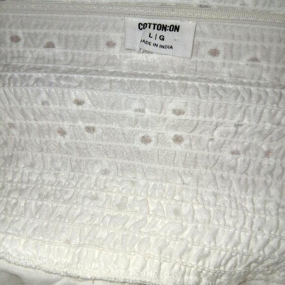 Cotton On Women's Large Skirt White Eyelet Details Ruffle Pleated Elastic Waist - Picture 4 of 4